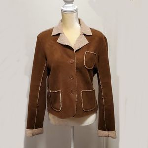 Women's VELVET Brown Sherpa Jacket Sz M EUC